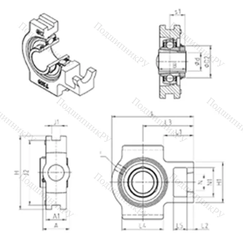 Подшипниковый узел шариковый радиальный UKT 313H