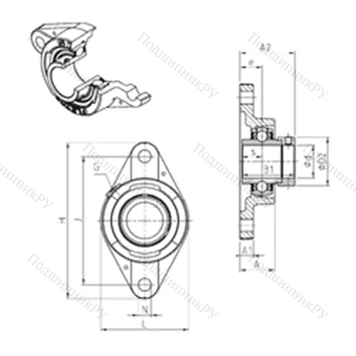 Подшипниковый узел шариковый радиальный EXFLE 204