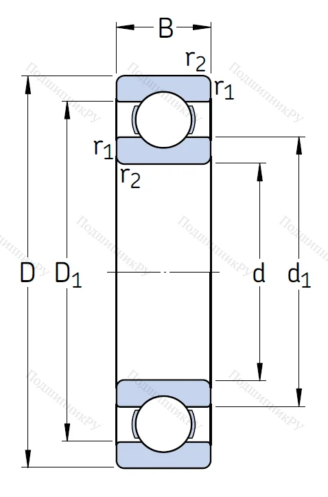Однорядный шариковый подшипник 6309