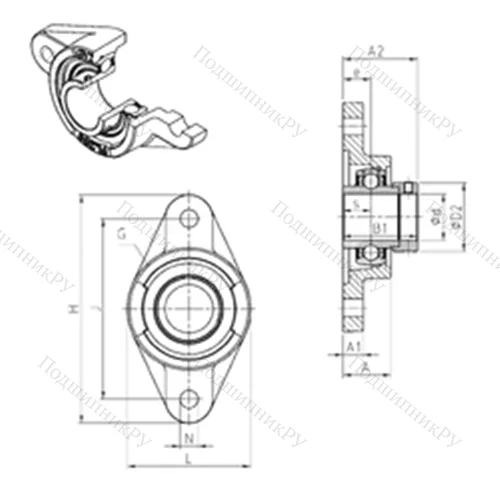 Подшипниковый узел шариковый радиальный EXFL 319 от производителя  SNR