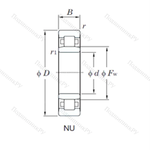 Подшипник роликовый радиальный NU 3216