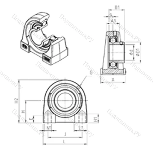 Подшипниковый узел шариковый радиальный USPG 207