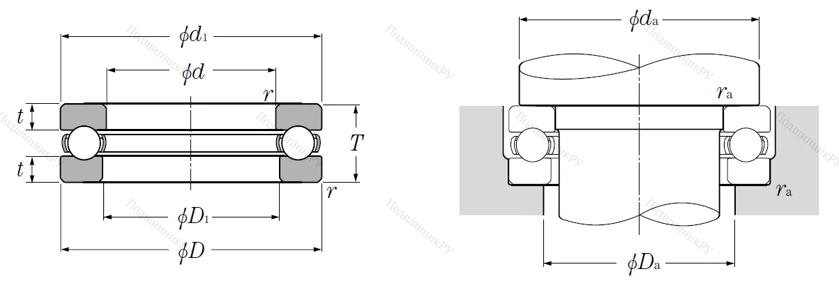 Упорный шариковый подшипник 51318