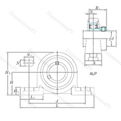 Подшипниковый узел шариковый радиальный ALP 205-16 от производителя  KOYO