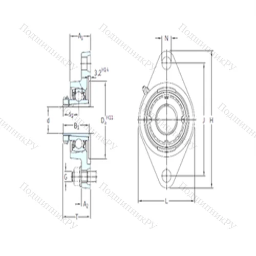 Подшипниковый узел шариковый радиальный FYTJ 50 KF+HE 2310