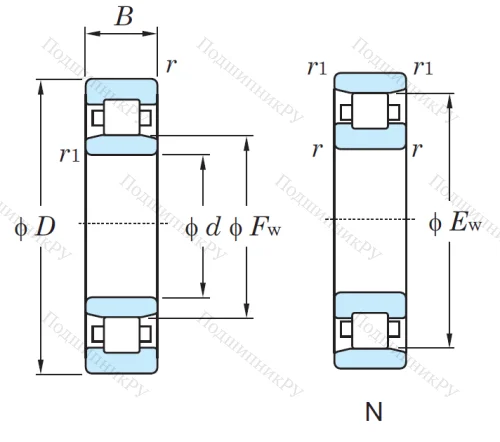 Роликовый цилиндрический подшипник N 211 от производителя  KOYO