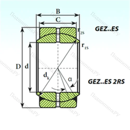 Подшипник скольжения сферический GEZ 101 ES от производителя  ISB