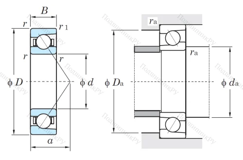 Однорядный шариковый подшипник 7202 B от производителя  KOYO