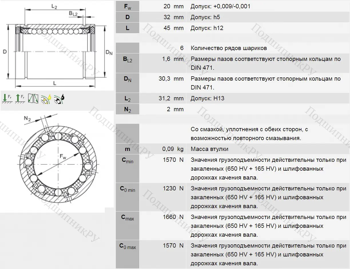 Подшипник KB 20 PP в Хабаровске