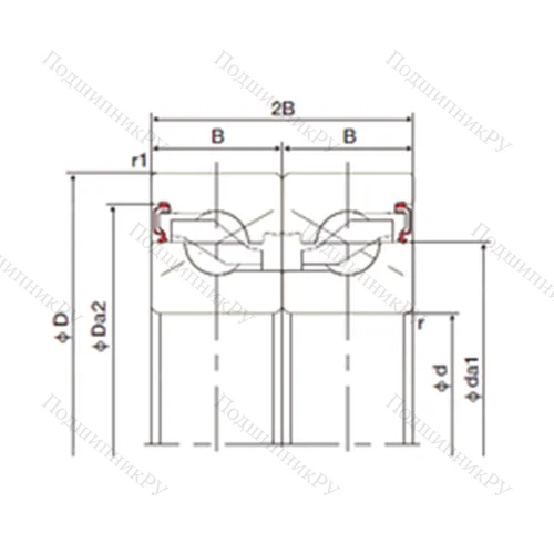 Подшипник шариковый упорно-радиальный спаренный 20TAB 04DB-2LR от производителя  NACHI