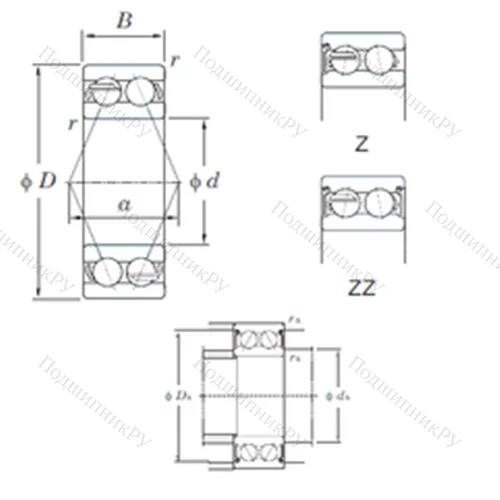 Подшипник шариковый радиально-упорный 5308ZZ