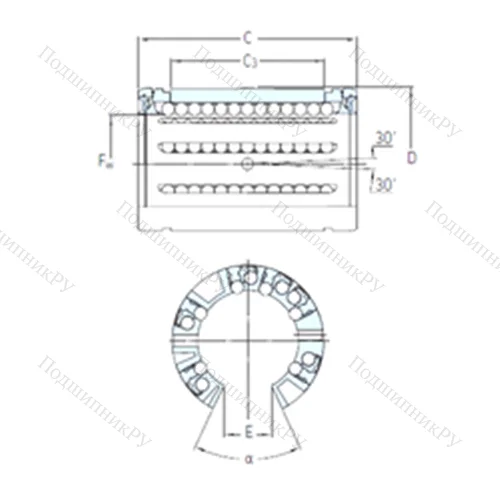 Подшипник шариковый линейный LBCF 25 A