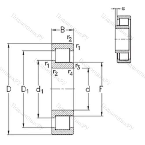Подшипник роликовый радиальный NJ 219-E-MA 6