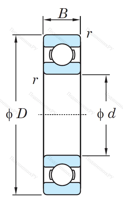 Однорядный шариковый подшипник 6312 C 3