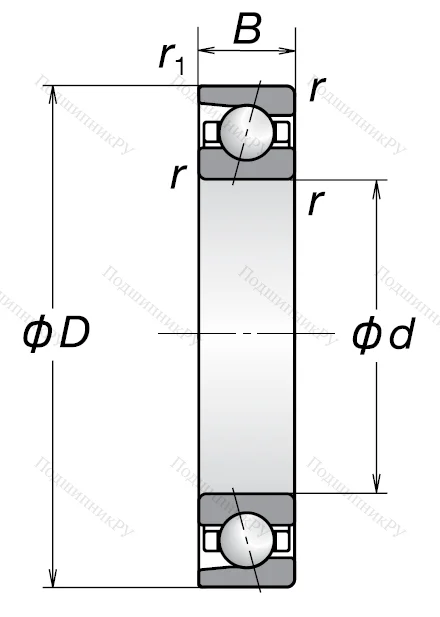 Радиально-упорный шариковый подшипник 7011 ACM (46111 Л ГОСТ) в Хабаровске