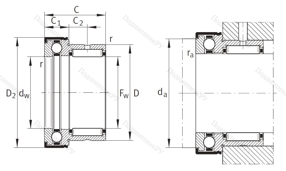 Комбинированный подшипник NKX 40 Z XL от производителя  INA