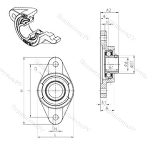 Подшипниковый узел шариковый радиальный USFL 207