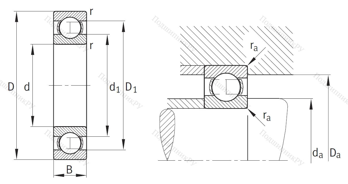 Однорядный шариковый подшипник 16018 C 3