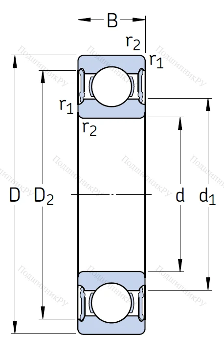 Однорядный шариковый подшипник 61901 2RS 1