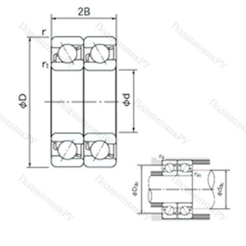 Подшипник шариковый радиально-упорный спаренный 7303BDT