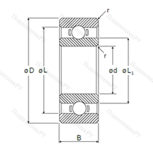 Подшипник шариковый радиальный RI-8516 от производителя  NMB