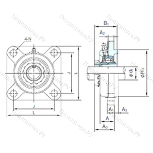 Подшипниковый узел шариковый радиальный UKFS 316+H 2316