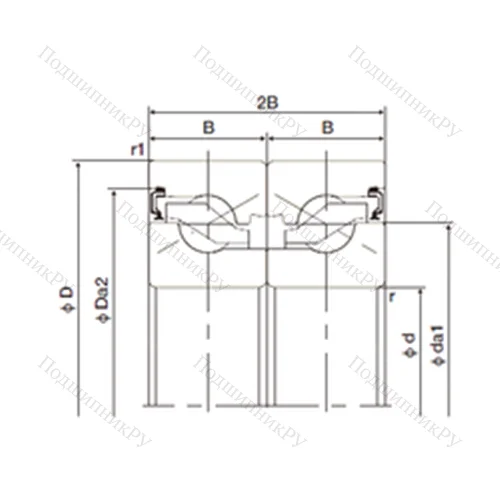 Подшипник шариковый упорно-радиальный спаренный 20TAB 04DB-2NK от производителя  NACHI