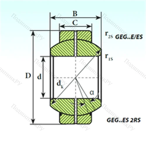 Подшипник скольжения сферический GEG 260 ES 2RS от производителя  ISB Подшипник скольжения сферический GEG 260 ES 2RS от производителя  ISB