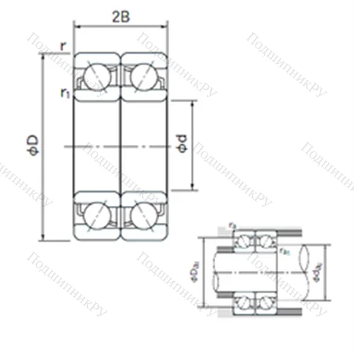 Подшипник шариковый радиально-упорный спаренный 7040DF