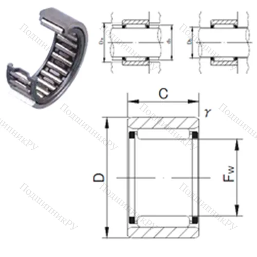 Подшипник игольчатый радиальный RNAF 253716