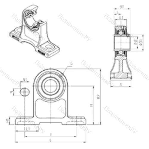 Подшипниковый узел шариковый радиальный UCPH 201 от производителя  SNR