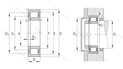 Роликовый цилиндрический подшипник NUP 209 E XL TVP 2 от производителя  FAG Роликовый цилиндрический подшипник NUP 209 E XL TVP 2 от производителя  FAG
