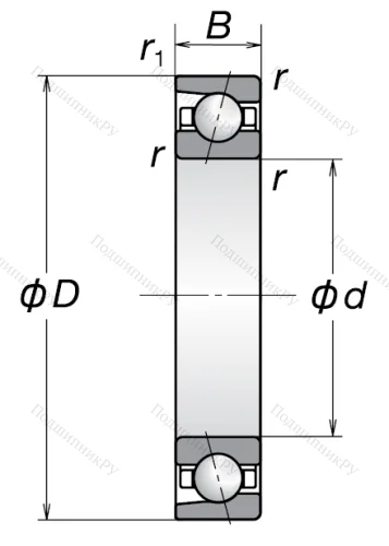 Однорядный шариковый подшипник 7206 BW от производителя  NSK