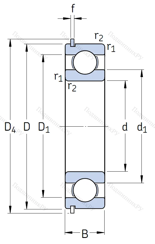 Однорядный шариковый подшипник 6206 2RS 1 NR