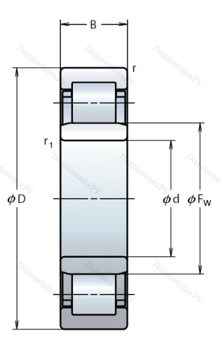Роликовый цилиндрический подшипник NU 2312 W C 3 от производителя  NSK