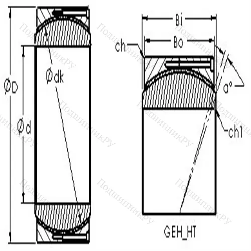 Подшипник скольжения сферический GEH 530HT от производителя  AST Подшипник скольжения сферический GEH 530HT от производителя  AST