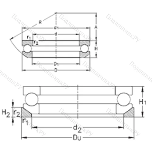 Подшипник шариковый упорный 53207+U 207
