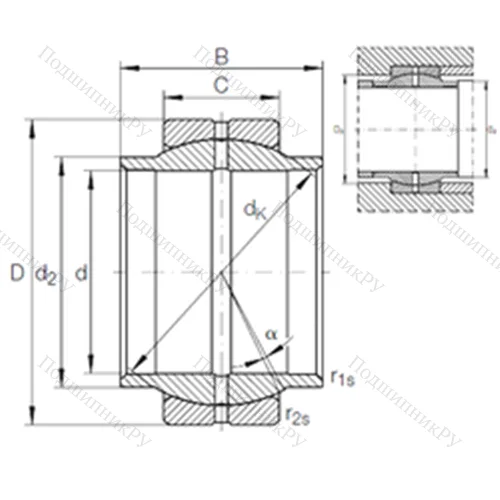 Подшипник скольжения сферический GE 32 LO от производителя  INA Подшипник скольжения сферический GE 32 LO от производителя  INA