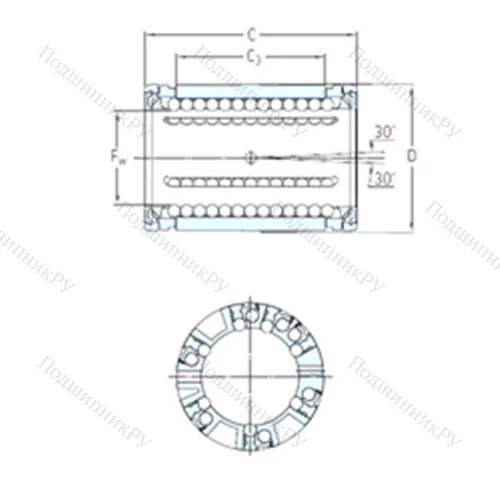 Подшипник шариковый линейный LBCD 25 A