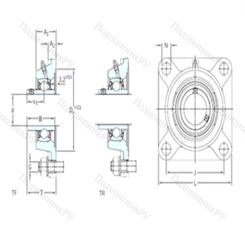 Подшипниковый узел шариковый радиальный FY 2.3/4 TF
