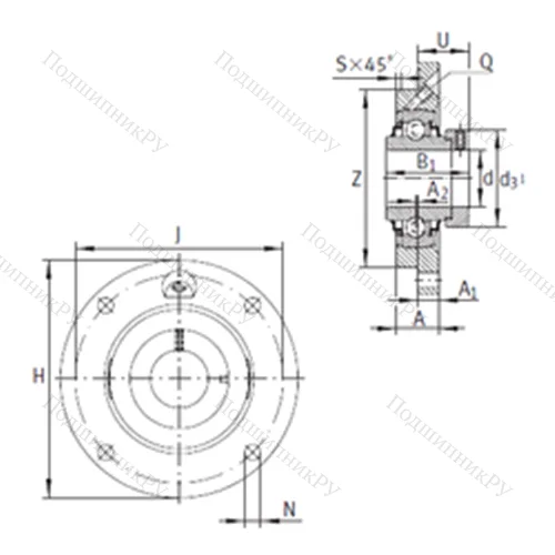 Подшипниковый узел шариковый радиальный RME 70