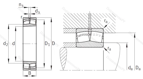 Сферический роликовый подшипник с конической посадкой на вал 1153511 АН (22211 CKW 33) в Хабаровске
