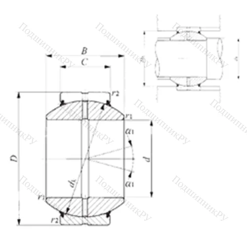 Подшипник скольжения сферический GE 160GS-2RS от производителя  IKO Подшипник скольжения сферический GE 160GS-2RS от производителя  IKO