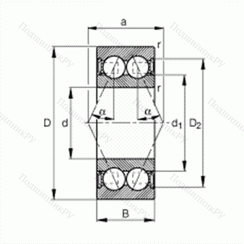 Подшипник шариковый радиально-упорный 3001-B-2RSR-TVH от производителя  FAG Подшипник шариковый радиально-упорный 3001-B-2RSR-TVH от производителя  FAG