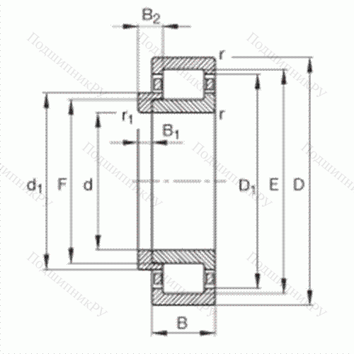 Подшипник роликовый радиальный NJ 309-E-TVP 2 + HJ 309-E от производителя  FAG Подшипник роликовый радиальный NJ 309-E-TVP 2 + HJ 309-E от производителя  FAG