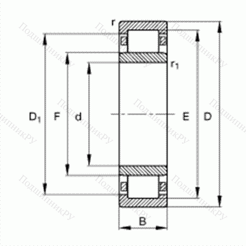 Подшипник роликовый радиальный NU 2308-E-TVP 2 от производителя  FAG Подшипник роликовый радиальный NU 2308-E-TVP 2 от производителя  FAG