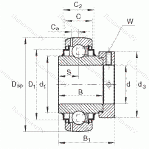 Подшипник шариковый закрепляемый GE 50-KRR-B-FA 125.5 от производителя  INA Подшипник шариковый закрепляемый GE 50-KRR-B-FA 125.5 от производителя  INA