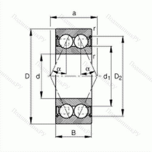 Подшипник шариковый радиально-упорный 3001-B-2Z-TVH от производителя  FAG Подшипник шариковый радиально-упорный 3001-B-2Z-TVH от производителя  FAG