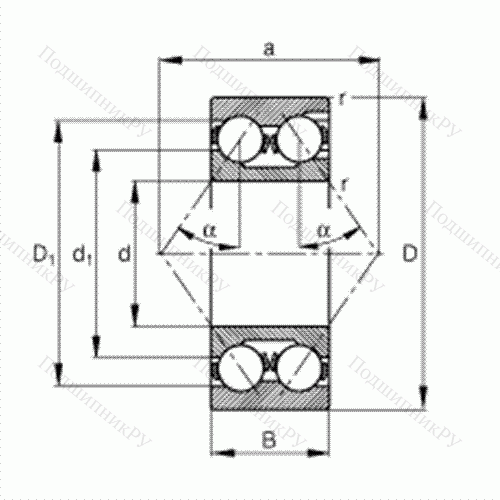 Подшипник шариковый радиально-упорный 3322-M от производителя  FAG Подшипник шариковый радиально-упорный 3322-M от производителя  FAG