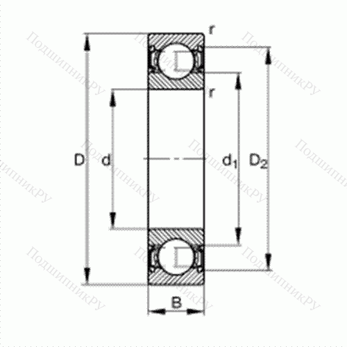 Подшипник шариковый радиальный S 6010-2RSR от производителя  FAG Подшипник шариковый радиальный S 6010-2RSR от производителя  FAG